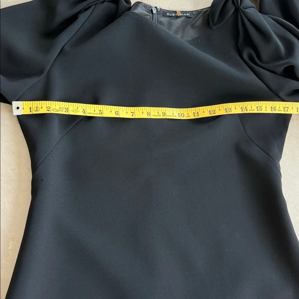 Elie Tahari Black Long Sleeve  Mini Dress  with Embellished sleeve cuff Size 4